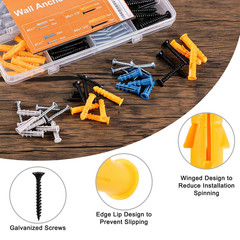 Drywall Anchors with Screws Kit, 160PCS Plastic Wall Anchors and Galvanized Phil