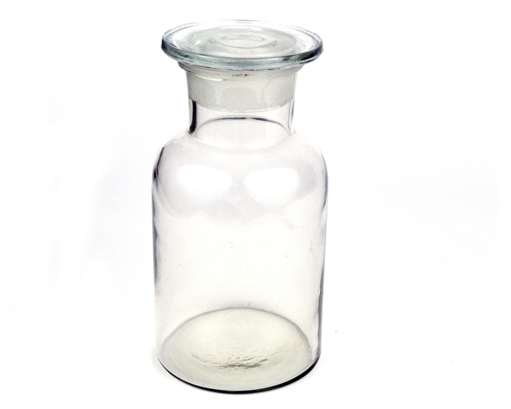Eisco Labs 500ml Reagent Bottle, Wide Neck with Stopper – Soda Glass