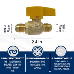 1 Piece 3/8″ Flare X 3/8″ Flare Gas Valve 1/4″ Turn Propane And Natur