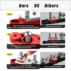 12V 250A Bus Bar Power Distribution Block 4 x 3/8″ Studs Battery Terminal Block
