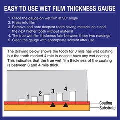 TCP Global Wet Film Thickness Gauge Comb, 1-80 Mil Scale, Step and notched