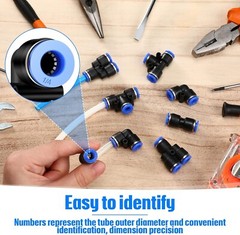 60 Pcs Push to Connect Fittings Air Line Pneumatic Kit Quick Release 1/4″ Od,NEW