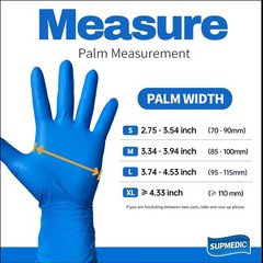 Supmedic Nitrile+ Disposable Gloves, 5 Mil X-Large, (Blue) X-large
