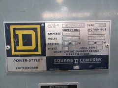 Square D Power-Style Switchgear 45-07950-62S 2500A 3200A Main Breaker Used