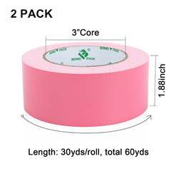 Color Duct Tape Pink, Heavy Duty Strong Industrial Duct Tape 9Mil X 1.88Inch X 3