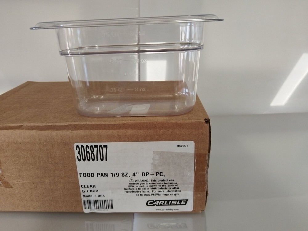 Polycarbonate Food Pan 1/9 Size, 4″ Deep – Clear (6 in pack)