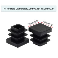12 Pack 1/2 Inch Square Plastic Plug Inserts End Caps for Square Tubing