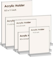 4×6 Inch Clear Acrylic Sign Holder, Display Stand, Plastic Card Holder for Bu…