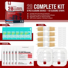 EVERLIT CARE Wound Closure Kit | For Up to 6″ Cuts & Lacerations, Transparent