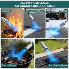Propane Torch Weed Burner, Adjustable Flame Thrower with Detachable Handle, Blow