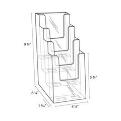 Dazzling Displays Clear Acrylic 4-Tier 4″ x 9″ Countertop Brochure Holder
