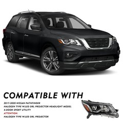 2017-2020 Nissan Pathfinder Halogen Projector Headlight Right Passenger Side