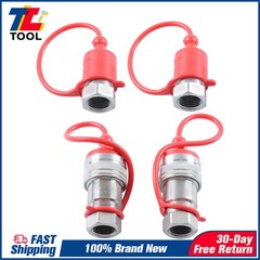 1/2″ Ag Hydraulic Quick Connect Tractor Couplers +Dust Caps Ball Pioneer Style