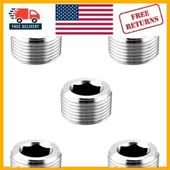 Corrosion-Resistant 304 Stainless Steel Hex Countersunk Pipe Plugs – 5 Pack