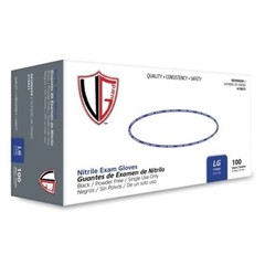 VGuard Black Nitrile Disposable Gloves Powder Latex Free 5 & 7 Mil 100 Count Box