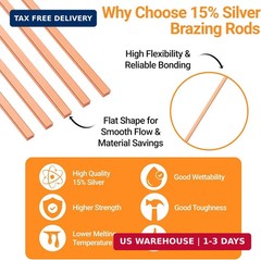 15% Silver Brazing Rods AWS BCuP-5 60 Sticks Silver Solder Phos Copper Brazing