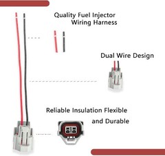 4PCS Fuel Injector Connectors with Pigtail Wiring Harness