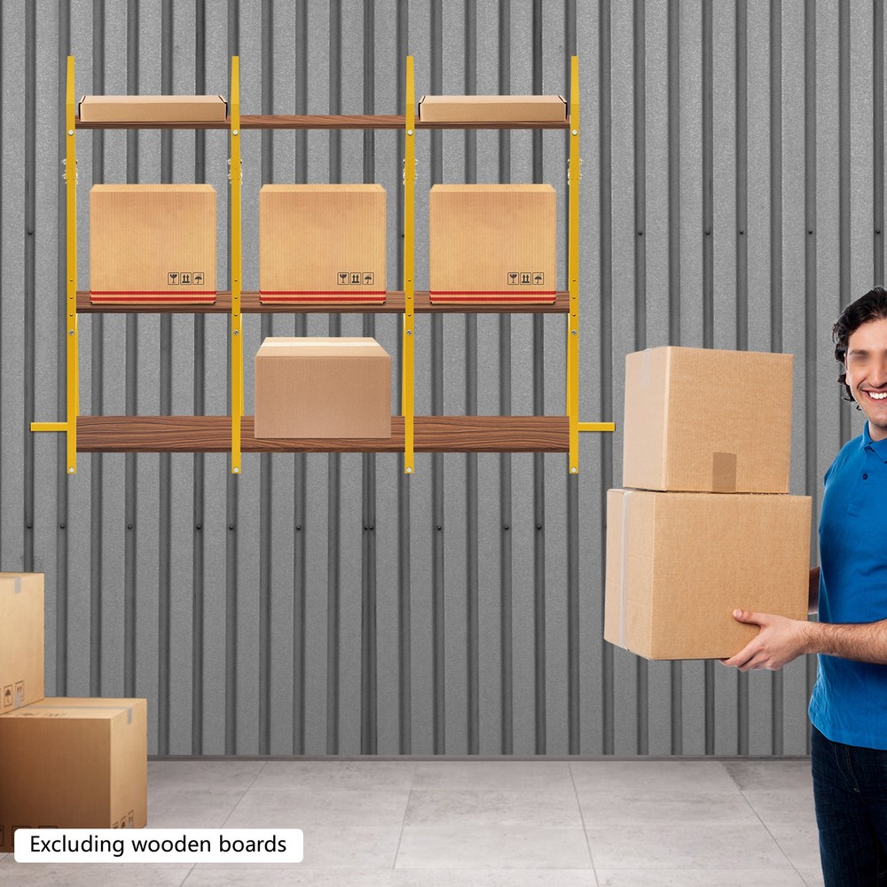 4 Pack Cargo Shipping Container Shelving Shelf Bracket 19″x52″ Universal Yellow