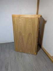 Vintage Industrial Mission Style Oak Wood Filing File Cabinet 2 Drawer Brass N54