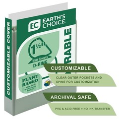 Samsill Plant-Based 1.5 Inch Durable D-Ring, View 1.5-Inch, Sage Green