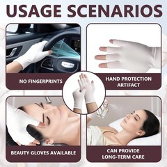 6 Pairs White Cotton Gloves – Fingerless Moisturizing Gloves – Eczema White G…