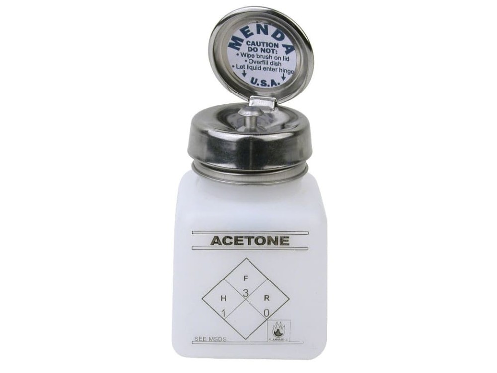 Menda 35395 – Natural square HDPE bottle w/pure-touch pump, printed Acetone, 4