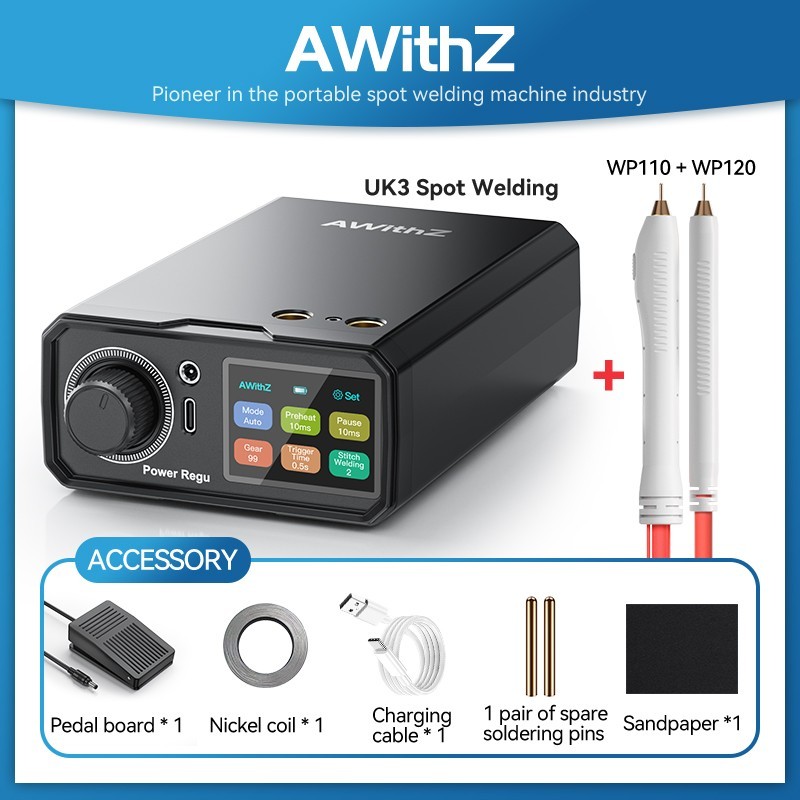 AWithZ 10000mAh Battery Spot Welder 100 Gears Knob Adjustable for 18650 DIY