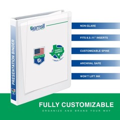 Samsill 0.5 Inch 3 Ring Binder, Economy Round Ring, Clear View 4-Pack, White