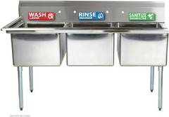 12 Pack Wash Rinse Sanitize Sink Labels Stickers, Hand Wash Sink Sign, 3 comp…