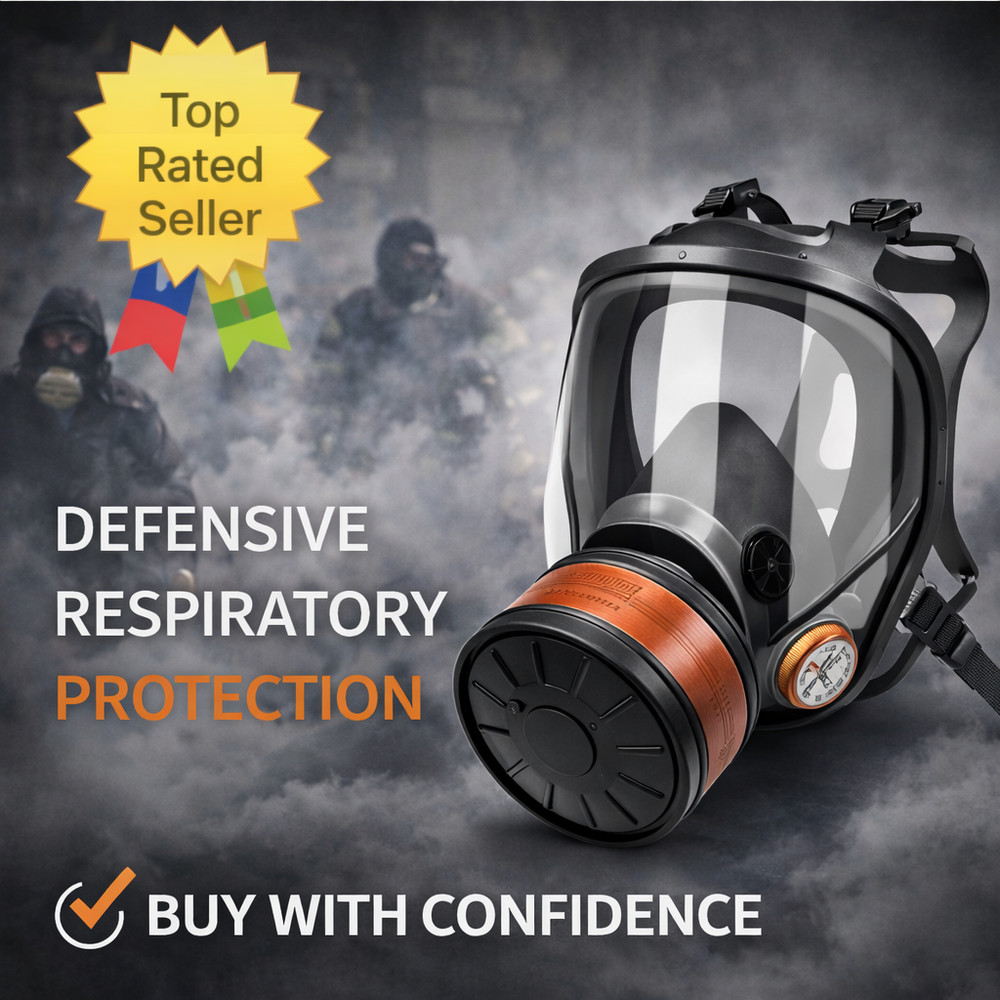 Full Face Respirator Gas Mask for Pepper Spray & CS Gas – Personal Safety Use