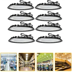 8Pcs 200W UFO LED High Bay Light 6000K IP65 for Warehouse Factory Commercial Bay