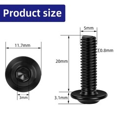 Etauwe 50-Piece M5-0.8 x 20mm Flange Button Head Screws – Black 304 Stainless…