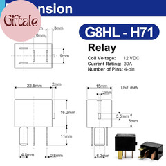 2PCS Automotive Relay, G8HL-H71 39794-SDA-A03 39794-SDA-A05 12VDC, Compatible fo