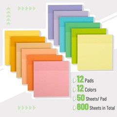 Water-Resistant Self-Adhesive Transparent Notes | 600 Sheets, 3″ x 3″ Size