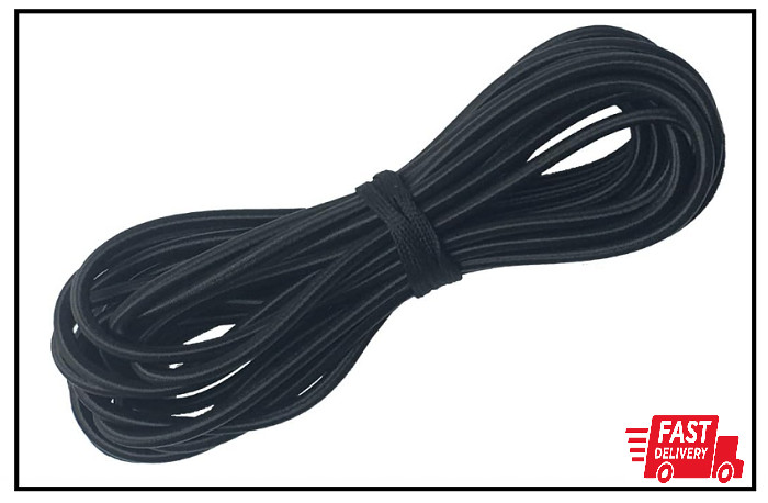 1/4″ X 25′ Elastic Bungee Cord Kayak Stretch String Rope Black Shock Cords