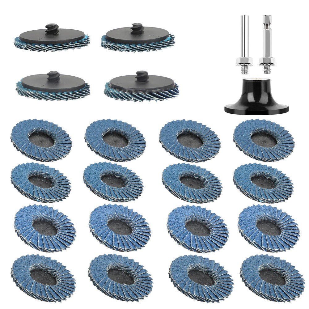 20pcs 2inch Flat Flap Disc Roll Lock Sanding Grinding Wheels 40 60 80 120 Grit