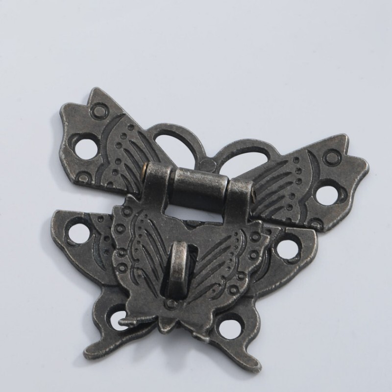 44x50mm Wooden Case Box Butterfly Shape Hasp Lock Latch with Screws