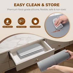 Electric Warming Mat for Food – 7 Temps, 8H Timer, XXL Grey | Roll up Silicone,