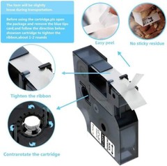 5x Dymo D1 Label Tape 45013 Black on White 1/2 Inch x 23 Feet Compatible product