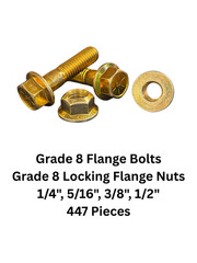 Grade 8 Hex Cap Flange Frame Bolt Zinc Yellow & Locking Flange Nuts Kit – 447 Pc