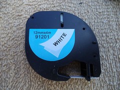5 LETRA compatible Dymo Tag LT 91201 PLASTIC BLACK WHITE LABELS Tapes 12MM x 4M