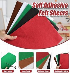 Self-Adhesive Green Felt Sheets – 10 Pack A4 Peel and Stick Craft Fabric