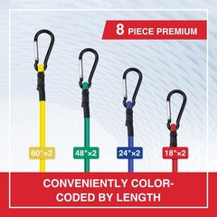 Heavy Duty Bungee Cords Set – 8 PCS Assorted Lengths with Hooks & Storage Bag