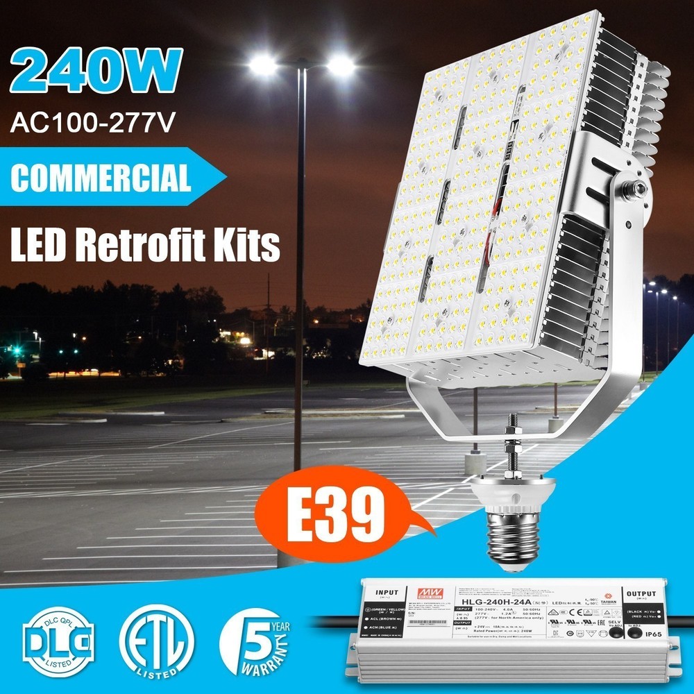 240 Watt LED Retrofit Kits Light Commercial Parking Lot Shoebox Pole Fixture E39