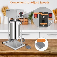 ROVSUN Electric Sausage Stuffer 10L Variable Speed Sausage Maker Stainless Steel