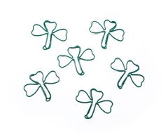 100 Count Green Shamrock Paper Clips, Clover Gifts, Cute Shaped Paper Clips