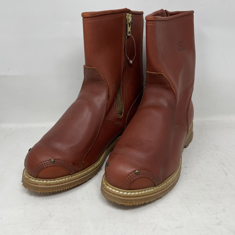 Carolina Women’s Brown 8″ Met Pull/Zip 517 Real Steel Toe Work Boots Size 8.5 M