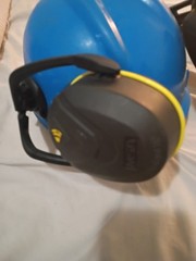 MSA V-Gard Hard Hat Adjustable Blue Class E W Ear Protection Included