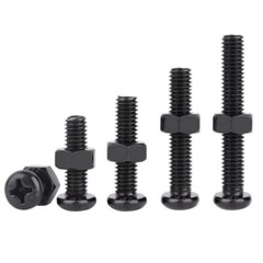 Black Steel Pozi Pan Head Screws Phillips Bolt With Full Nut M2 M2.5 M3 M4 M5 M6