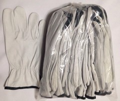 12 Pair Pack, Goat Skin Grain Leather Drivers, work safety gloves (PPE), Size L